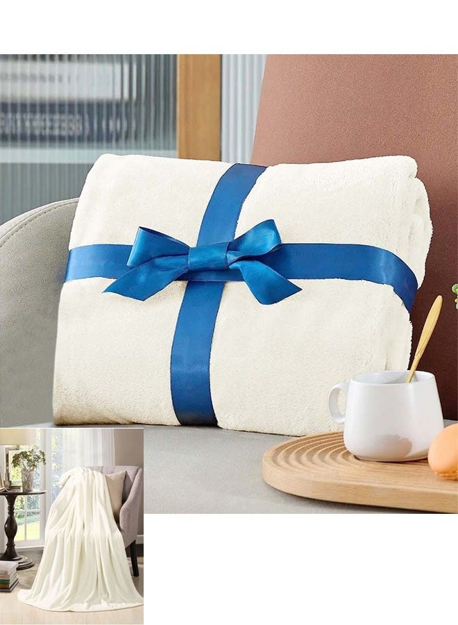 Bukela Flannel Microfiber Sofa Blanket Luxury Light Silver Throw Blanket, King Size Lightweight and Comfortable for Bed and Sofa, Super Soft and Warm Silver Solid Color 150x200 cm  - Image 1
