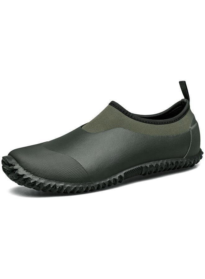 TENGTA Unisex Waterproof Garden Shoes Womens Rain Boots Mens Car Wash Footwear Dark Green 7 - Image 1