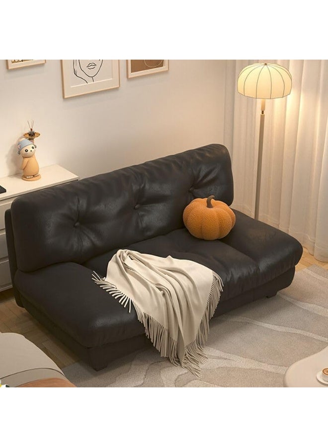 Ripple FURNITURE UAE Homes Leather Loveseat Sofa, Pet-Friendly Parlour Seating, Black - Image 1