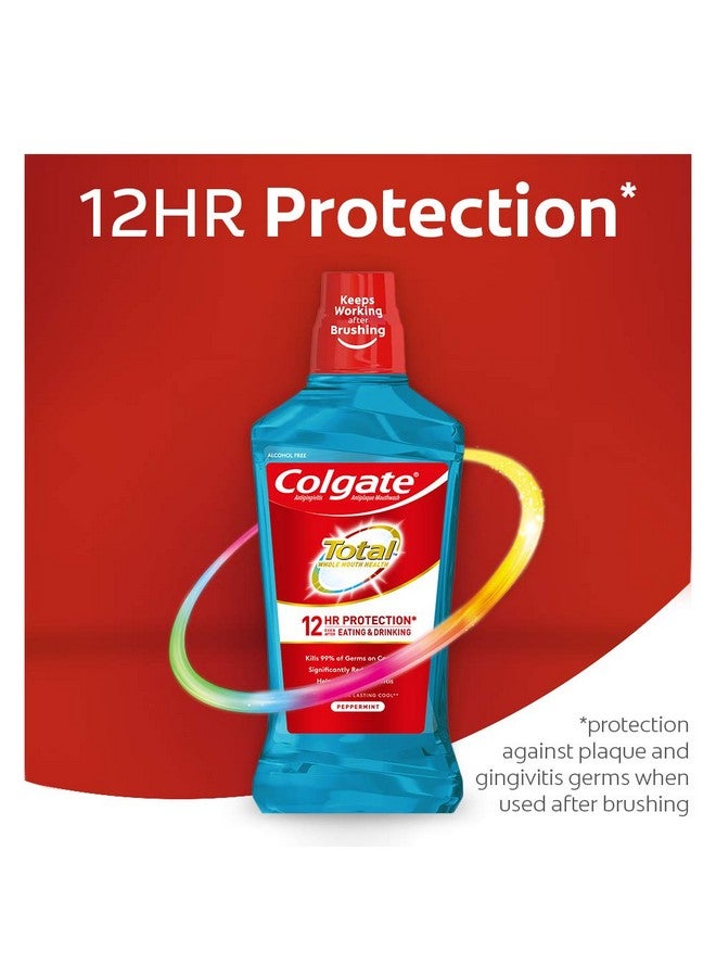 كولجيت غسول الفم كولجيت توتال برو-شيلد الخالي من الكحول، تركيبة مضادة للبكتيريا، بنكهة النعناع - 500 مل، 16.9 أونصة سائلة (عبوة من 6 قطع) - Image 1