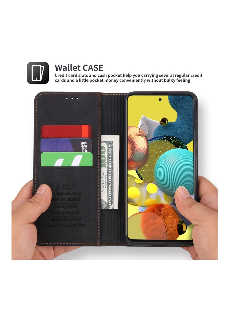 Pola Luxury PU Leather Wallet Case Cover for Samsung Galaxy A51 5G Black - Image 3