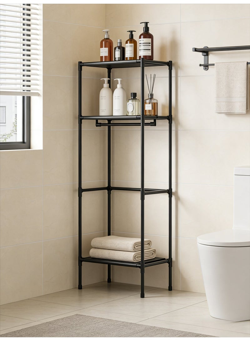 CKIKH Black Freestanding Closet Organizer Coat Rack, Simple Clothes Storage Rack with Hanging Rod & Storage Shelves, Large Capacity Clothes Hanger for Entryway, Bedroom & Hallway - Image 4