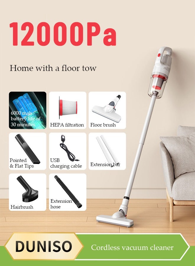 DUNISO Car Vacuum Cleaner With 4 Brush Heads, 12000pa Suction, Low Noise Rechargeable, Suitable For Carpet, Hard Floor, Pet Hair Removal, Car Cleaning - Image 1