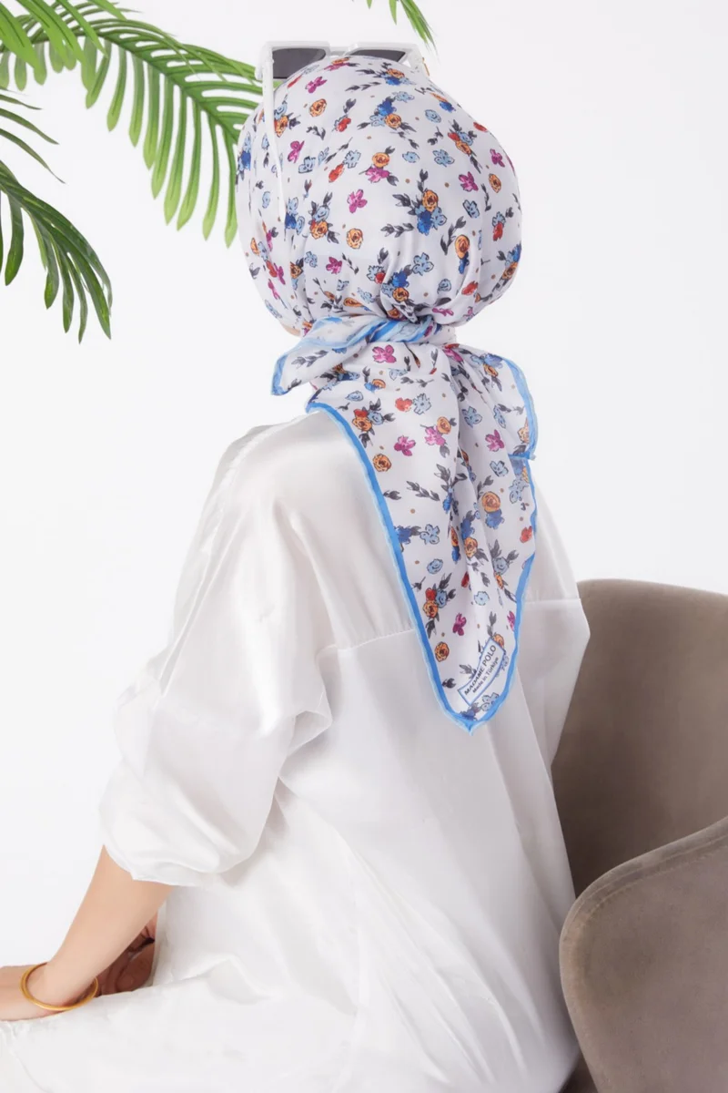 Tofisa Plain Medium Women's Blue Patterned Scarf - 25978