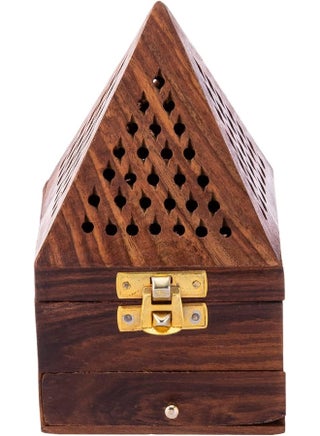 AKDC Wooden Incense Burner 9Cm X 9Cm X 15Cm Brown