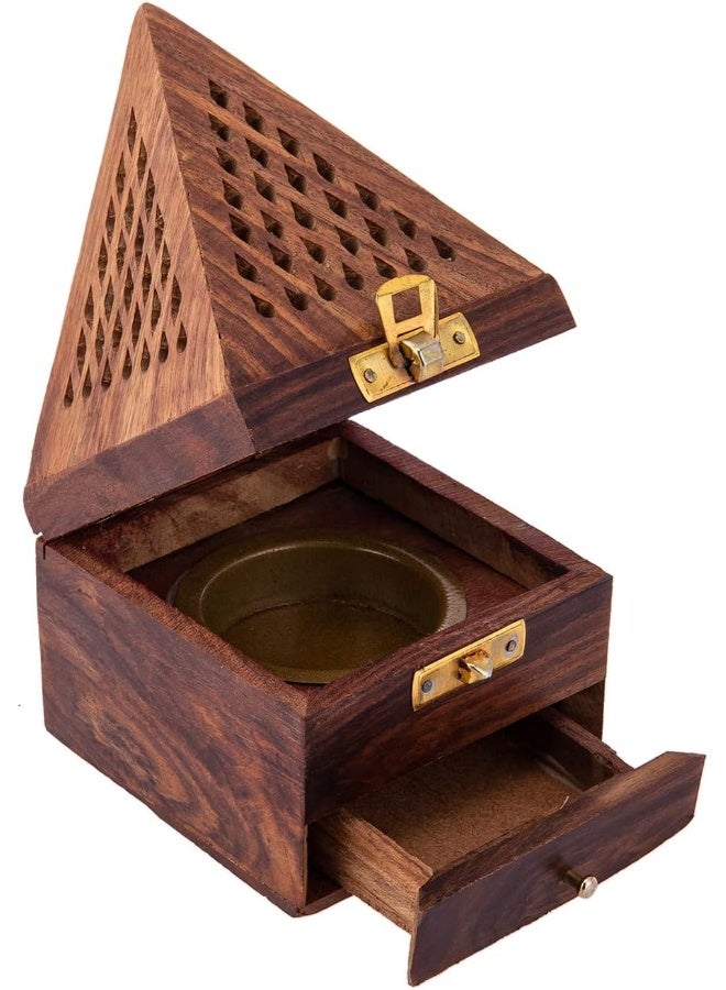 AKDC Wooden Incense Burner 9Cm X 9Cm X 15Cm Brown - Image 2