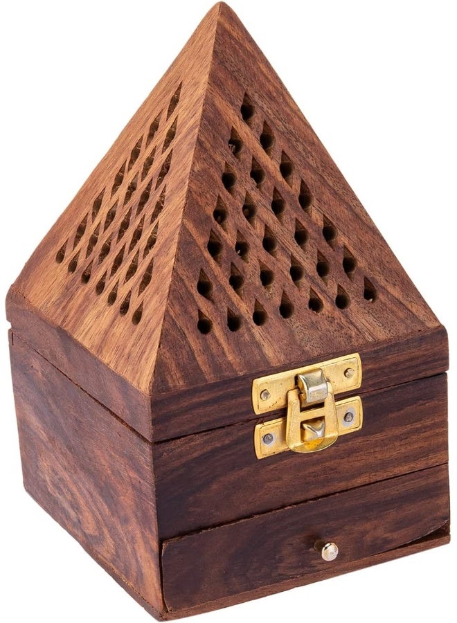 AKDC Wooden Incense Burner 9Cm X 9Cm X 15Cm Brown - Image 3