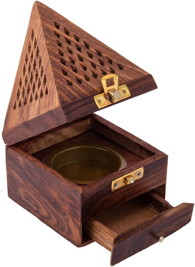 AKDC Wooden Incense Burner 9Cm X 9Cm X 15Cm Brown - Image 5