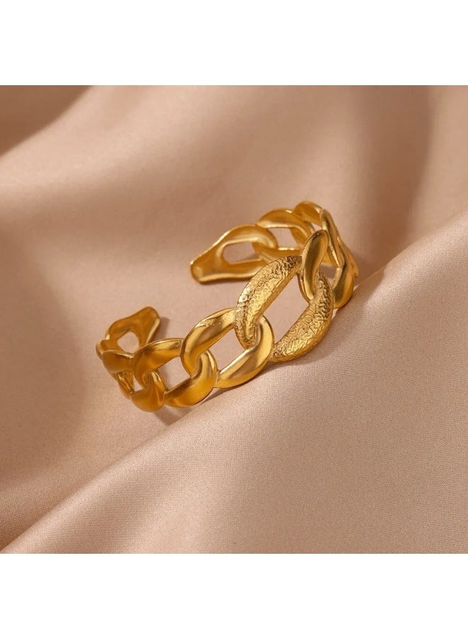 Women's Gold Bangle Gold Wide for Women, Upper Bangle Gold Plated Adjustable Open Cuff Bracelet, Stackable Wrist Cuffs Arm Bands for Women Girls  - Image 3