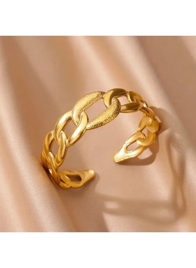 Women's Gold Bangle Gold Wide for Women, Upper Bangle Gold Plated Adjustable Open Cuff Bracelet, Stackable Wrist Cuffs Arm Bands for Women Girls  - Image 4