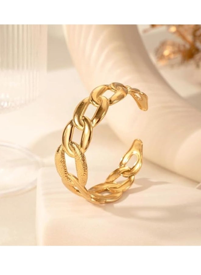Women's Gold Bangle Gold Wide for Women, Upper Bangle Gold Plated Adjustable Open Cuff Bracelet, Stackable Wrist Cuffs Arm Bands for Women Girls  - Image 2