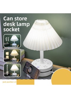 Fengniu Bedroom Eye Protection Desk Lamp With Cable Plug-in Household Office Dormitory Plug-in Board Long Line USB Multi-function Plug-in-Specifications:Fabric White -Total Length: 1.8 M ]