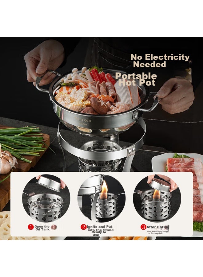 MAX COOK Meichun 304 Stainless Steel Hot Pot, Alcohol Stove Small Hot Pot Dry Pot Compatible With Liquids And Solids, With Hot Pot Ladle 16cm Mct762 - Image 3