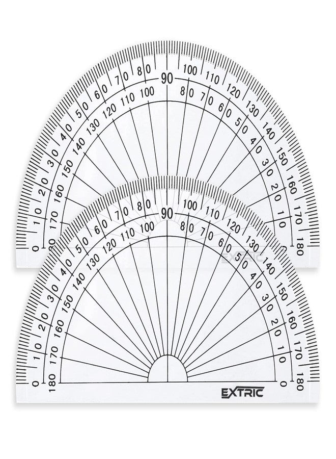 EXTRIC Protractor for Geometry, 4 Inch Clear Plastic Protractor for Woodworking, 2 Count Protractors for Classroom 180 Degrees, Math Protractors - Image 1