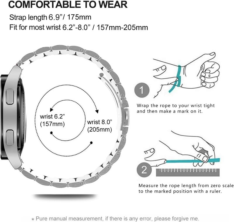 DEALELE Bands Compatible with Samsung Galaxy Watch 7 / FE / 6/6 Classic / 5/5 Pro / 4/4 Classic/Galaxy 3 41mm, 20mm Stainless Steel Metal Replacement Strap for Women Men - Image 5