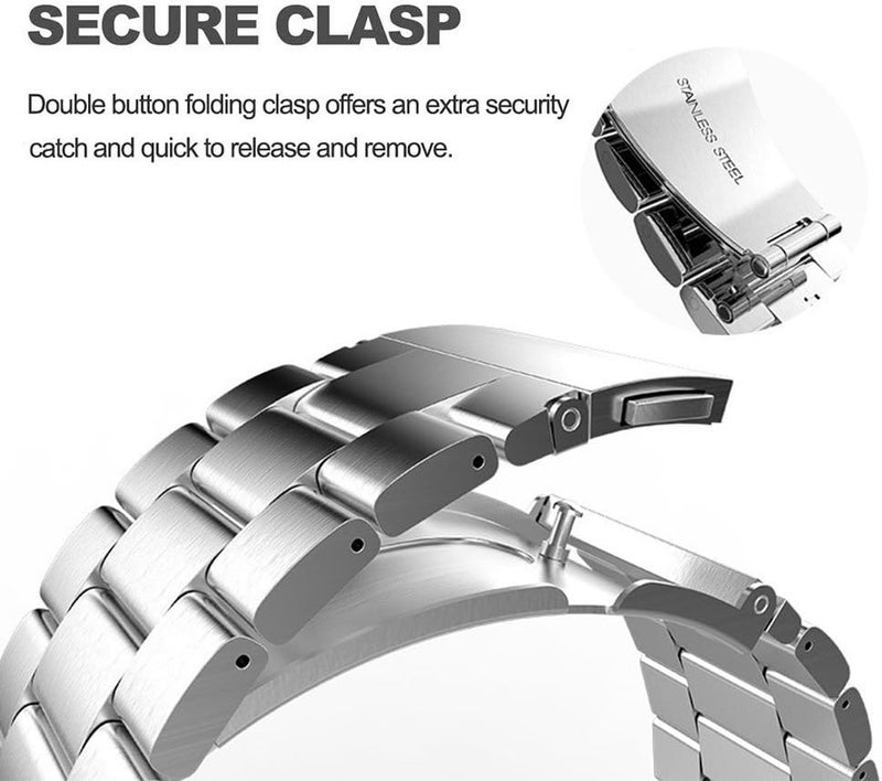 DEALELE Bands Compatible with Samsung Galaxy Watch 7 / FE / 6/6 Classic / 5/5 Pro / 4/4 Classic/Galaxy 3 41mm, 20mm Stainless Steel Metal Replacement Strap for Women Men - Image 3