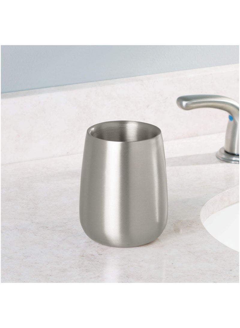 InterDesign iDesign Nogu Metal Tumbler Cup, Holder for Makeup Brushes, Toothbrushes, Glasses, Brushes on Bathroom, Vanity Countertops, College Dorm, Bedroom Desks, 3.25" x 3.25" x 4" - Brushed Stainless Steel  - Image 2