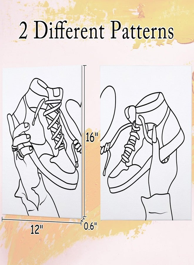 VOCHIC 2 Pack Couples Paint Party Kits Pre Drawn Canvas for Adults Paint and Sip Kit Date Night Games for Couples Painting Valentine's Day (12x16 Inches, Sneakers) - Image 4