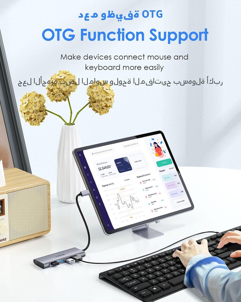 Lention USB C Hub with 4 USB 3.0 Ports and Type C Charging Compatible 2025-2016 MacBook Pro 13/15/16, New Mac Air, Surface Book 3/Go, Chromebook, More, Stable Driver Adapter (CB-C31, Space Gray) - Image 4
