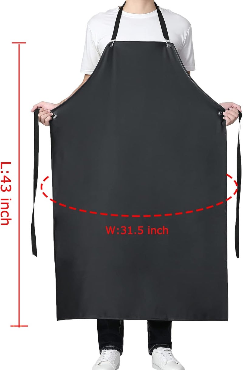 Jaspfct Waterproof Rubber Apron - Chemical Resistant Apron with Adjustable ties for Dishwashing,Kitchen,Cleaning-Blackred*3pcs - Image 5