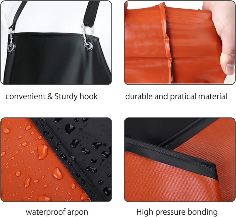 Jaspfct Waterproof Rubber Apron - Chemical Resistant Apron with Adjustable ties for Dishwashing,Kitchen,Cleaning-Blackred*3pcs - Image 3