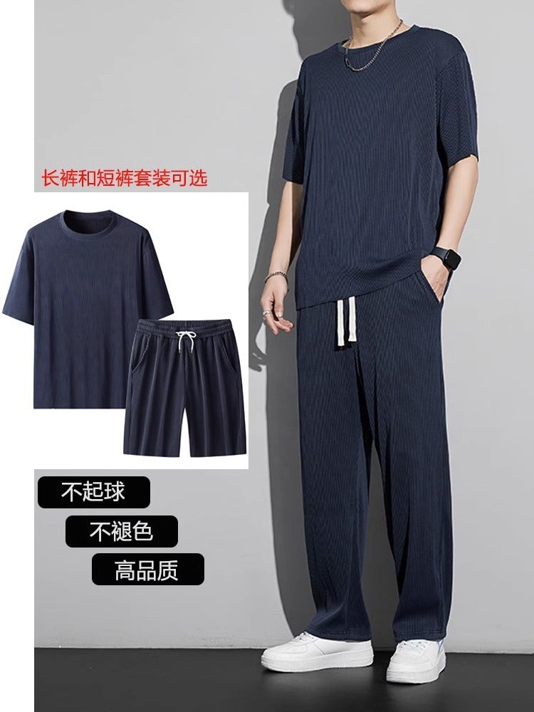 Boys Summer Casual Fashion All-Match Top Solid Color Straight Trousers Wind Loose Straight Sports Short-Sleeved Thin - Image 5