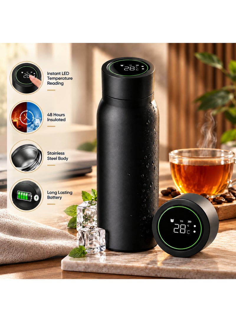 بيرام قارورة ذكية من الفولاذ المقاوم للصدأ من بيرام، ترمس رقمي ذكي، شاشة LED لدرجة الحرارة، معزولة لمدة 48 ساعة، عمر بطارية طويل الأمد، زجاجات سفر للمدارس والكليات والمكاتب والمنازل - Image 2