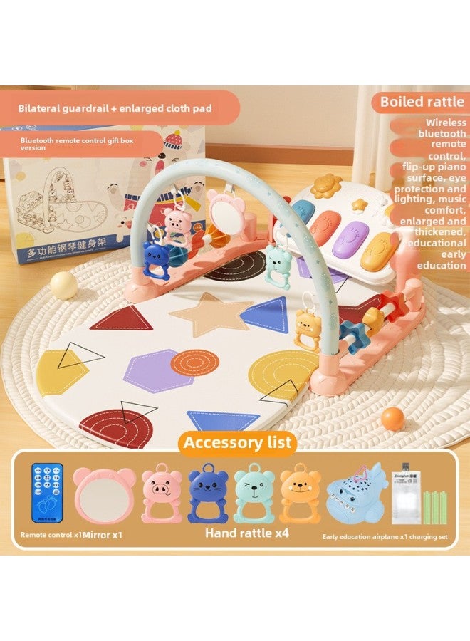 Pedal Piano Newborn Baby Fitness Rack Baby Boys And Girls Music Toys 0-1 Years 3-6 Months 12-Color:Bluetooth Remote Control Guardrail [gift Box] Pink + Charging + Early Education Aircraft-Specifications:Default  - Image 1