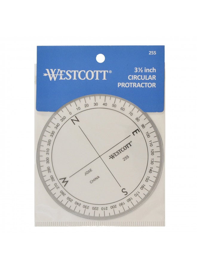 Westcott Westcott 3 1/2-Inch 360 Degree Compass Protractor, Transparent (255), Clear - Image 2