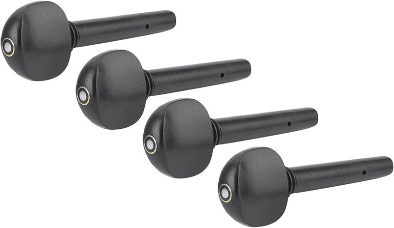 Keenso 4 Pcs Ebony Solid Wood Violin Strings Shaft with Smooth for Replacement Tuning and Maintenance Violin Pegs (1/2 violin strings, ebony hairtail fish eyes four) - Image 5