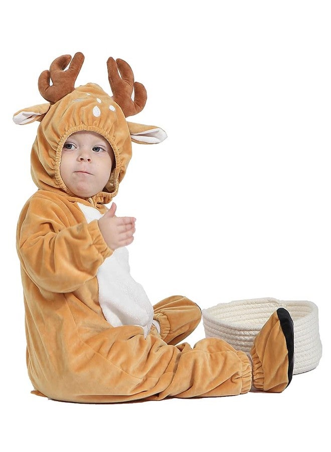 HSCTEK Baby Deer Costume, Toddler Reindeer Costume for Baby Boys Girls, Baby Halloween Costume Fawn Onesie for Infant Newborn 18-24Months - Image 3