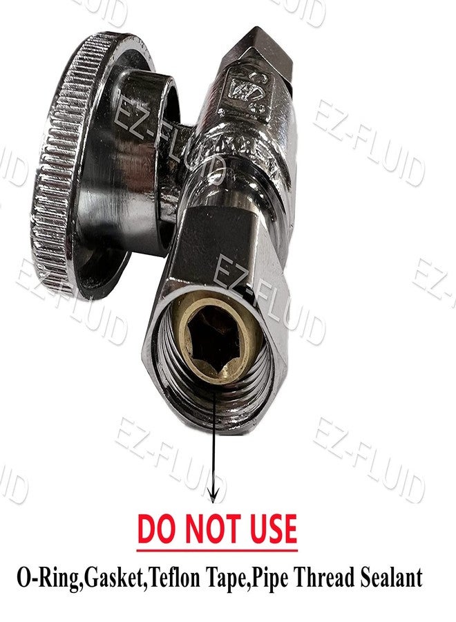 EZ-Fluid 3/8" O.D Female Compression x 3/8" O.D Male Comp. Brass Quarter Turn Water Shut Off Straight Repair Add On Stop Ball Valve,Chrome For Kitchen,Bathroom, Add a Tee Plumbing - Image 2
