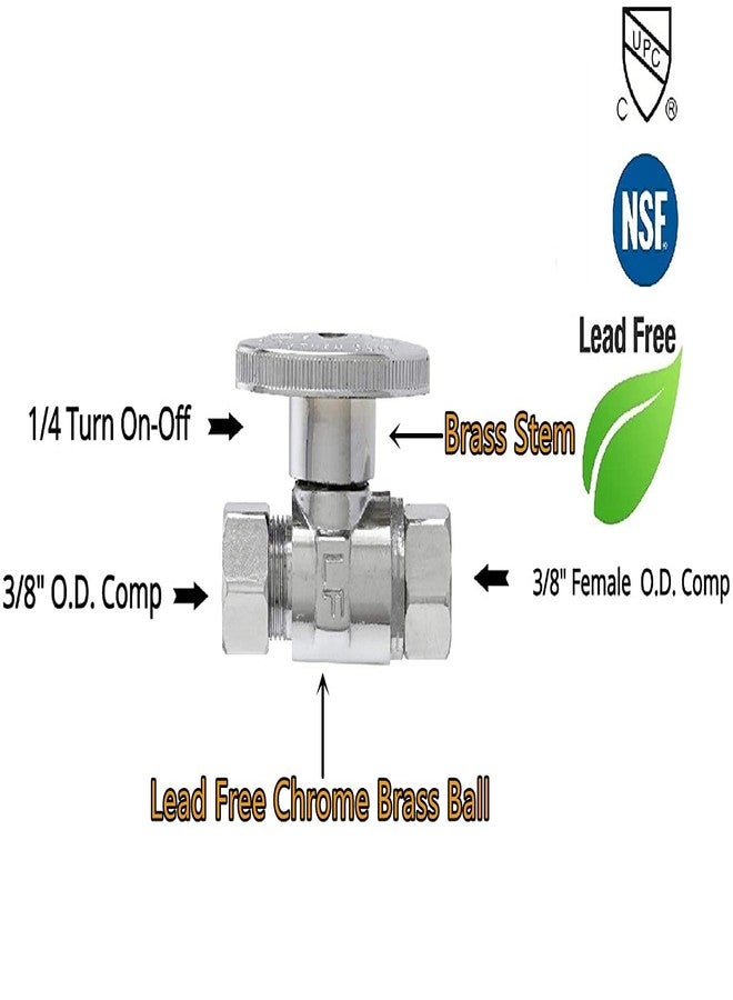 EZ-Fluid 3/8" O.D Female Compression x 3/8" O.D Male Comp. Brass Quarter Turn Water Shut Off Straight Repair Add On Stop Ball Valve,Chrome For Kitchen,Bathroom, Add a Tee Plumbing - Image 3