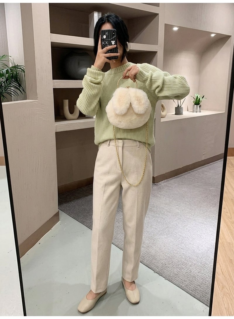 Executive LLC Cute Plush Rabbit Ear Handbag for Women & Girls – Bunny Ear Crossbody Shoulder Bag with Gold Chain Strap, Soft Furry Purse, Clutch Hand Bag, White - Image 4