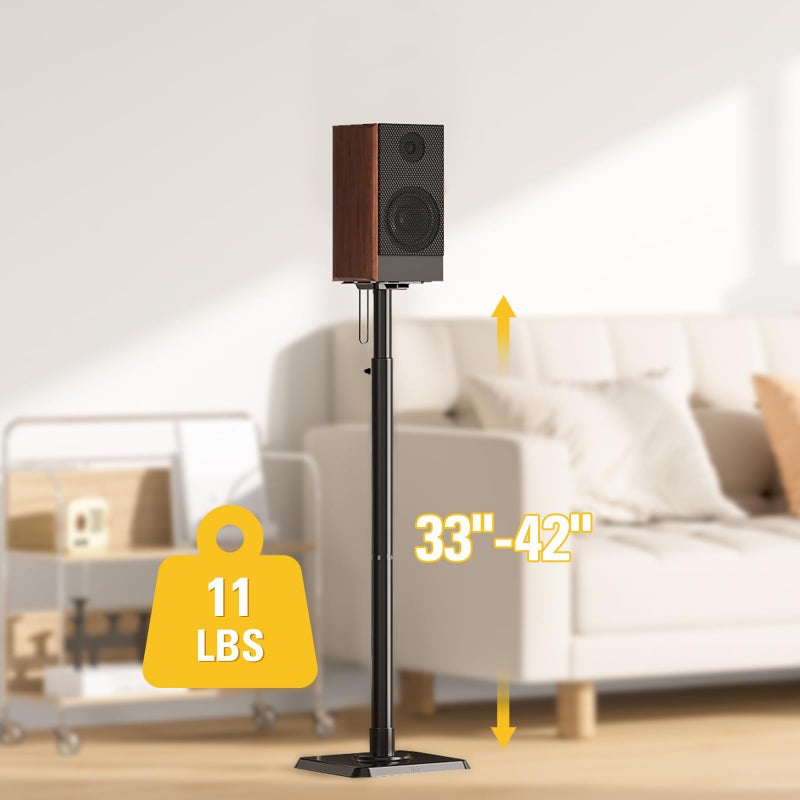 Mounting Dream Speaker Stands Height Adjustable for Satellite & Small Bookshelf Speakers, Set of 2 Floor Stand Mount for Bose Polk JBL Sony Yamaha and Others - 11LBS Capacity MD5402 - Image 2