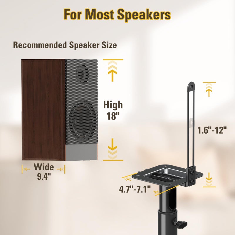 Mounting Dream Speaker Stands Height Adjustable for Satellite & Small Bookshelf Speakers, Set of 2 Floor Stand Mount for Bose Polk JBL Sony Yamaha and Others - 11LBS Capacity MD5402 - Image 3