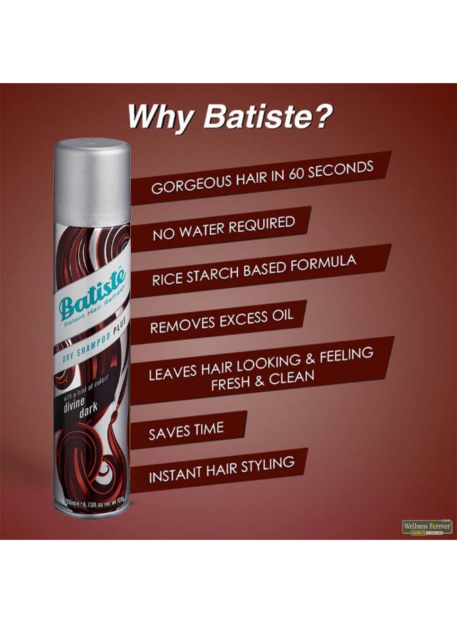 Batiste Instant Hair Refresh Dry Shampoo Plus Divine Dark 200Ml - Image 4