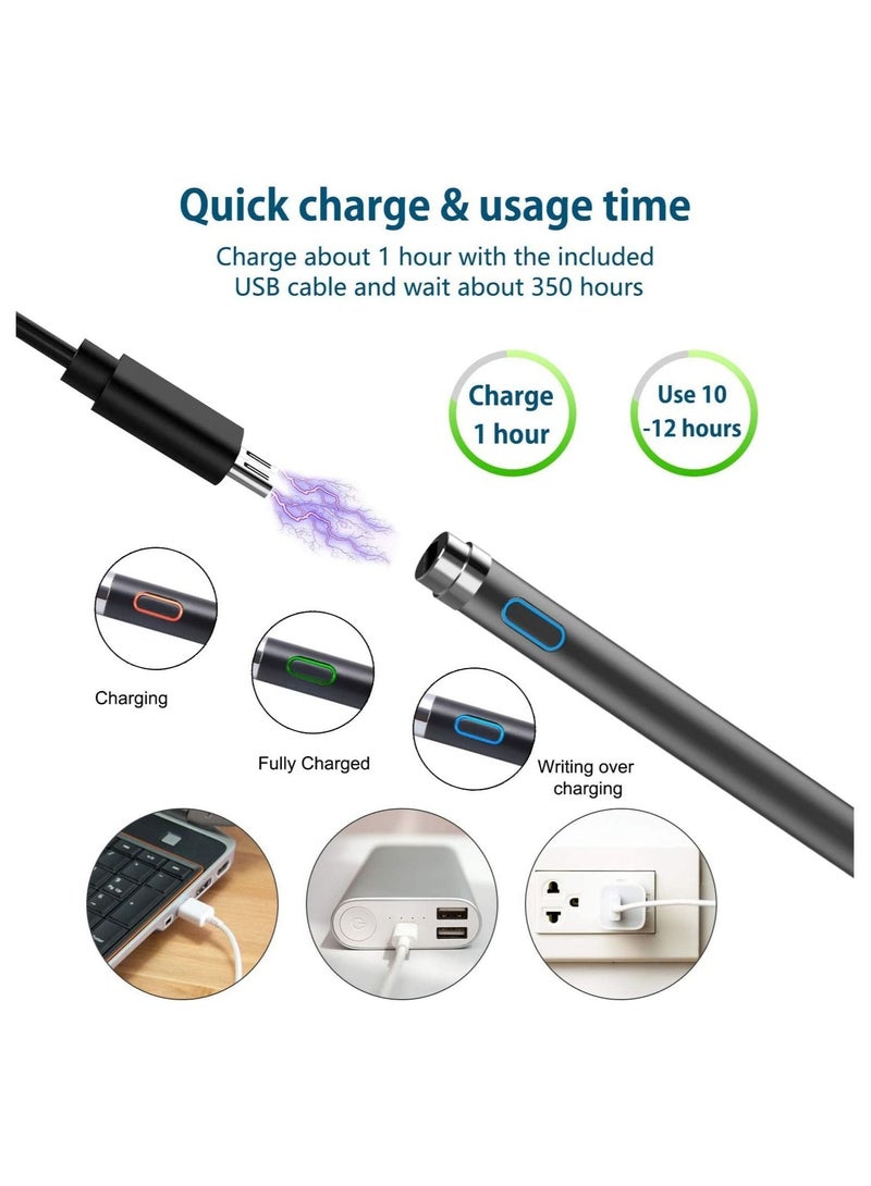 ELTRAZONE Stylus Pen Digital Pencil Fine Point Active Pen for Touch Screens, Compatible with phone Tablets (Black) - Image 4