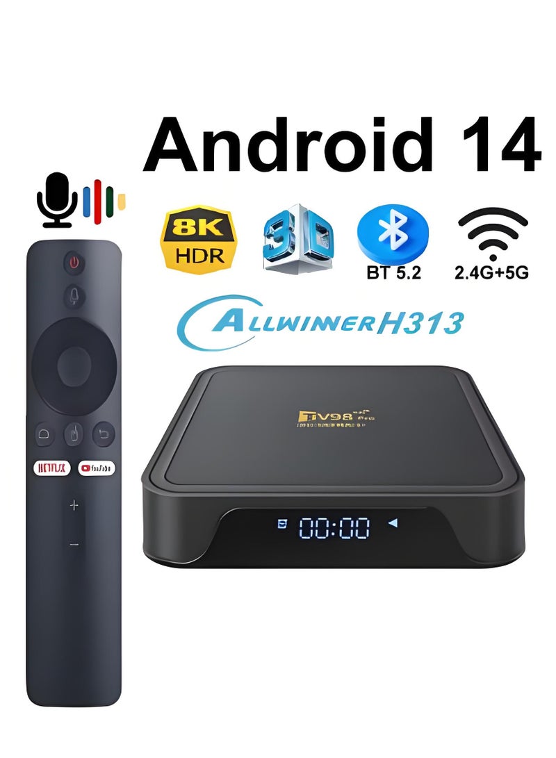 Android 14 Pro ATV TV Box with Allwinner H313 Quad Core, 8K Video Support, 4K Resolution, 2GB RAM, 16GB Storage, Dual Wifi, Bluetooth 5.2, Smart Voice Remote Control - Image 1