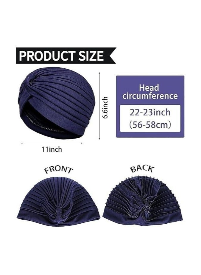 NOOA 3 Pieces Turbans for Women Soft Turban Head Wrap Pleated Beanie Cap - Image 4