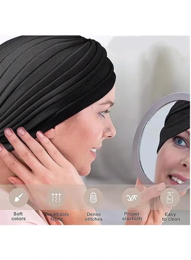 NOOA 3 Pieces Turbans for Women Soft Turban Head Wrap Pleated Beanie Cap - Image 3