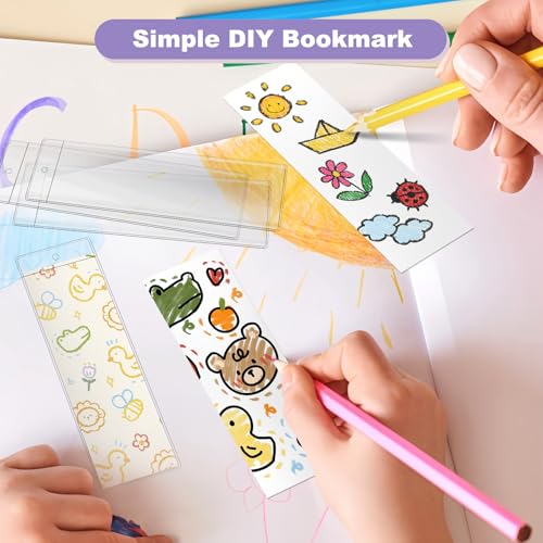 SBYURE 100 PCS Clear Bookmark Sleeves, 7.5 x 2.5 Inch Blank Bookmark Holder Large Clear Photo Booth Sleeves with Hole Book Marker Cover Holder for Wedding Valentine’s Party Favor Decoration - Image 5