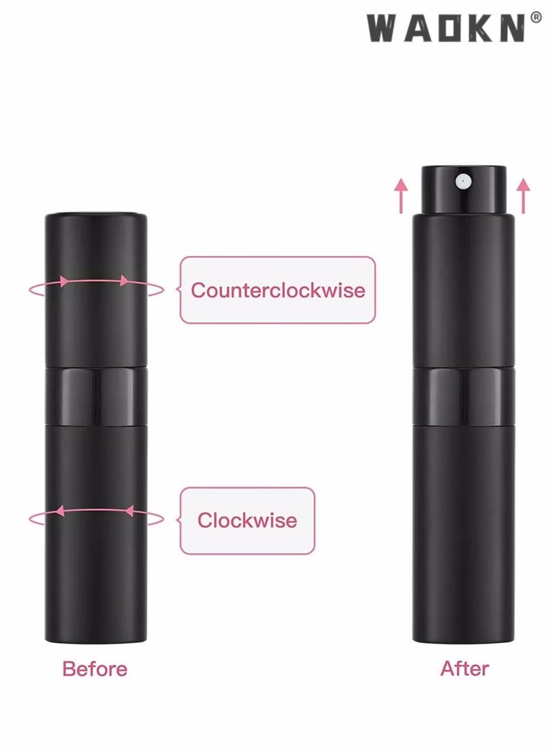 WAOKN travel cologne bottle, 5PCS 8ml Travel Perfume Atomizer Refillable, Mini Cologne Spray Bottle Empty, Small Aftershave Sprayer for Liquid Dispenser (Black)  - Image 5