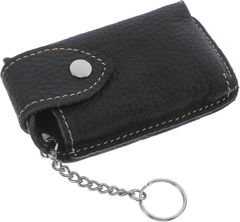 ABOOFAN Genuine Leather Car Key Case for Men Universal Key Fob Cover with Belt Loop in Black for Automotive Interior Accessories - Image 1