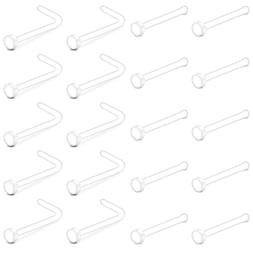 Longita Clear Nose Studs Clear Nose Rings for Work Surgery Nose Piercing Retainer Plastic Nose Ring 18g 20g - Image 1