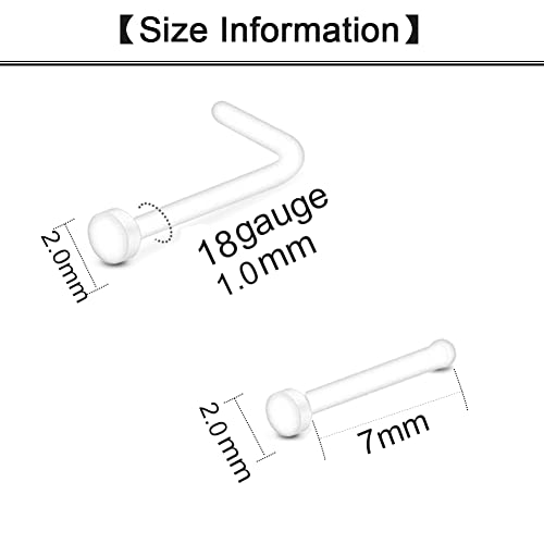 Longita Clear Nose Studs Clear Nose Rings for Work Surgery Nose Piercing Retainer Plastic Nose Ring 18g 20g - Image 2