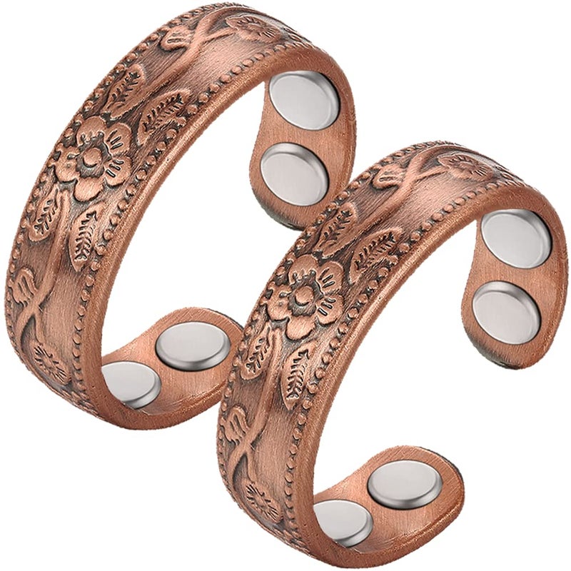 Vicmag Copper Magnetic Ring for Women 99.9% Copper Finger Ring Strong Magnet Ring Copper Jewelry Gift Adjustable - Image 1
