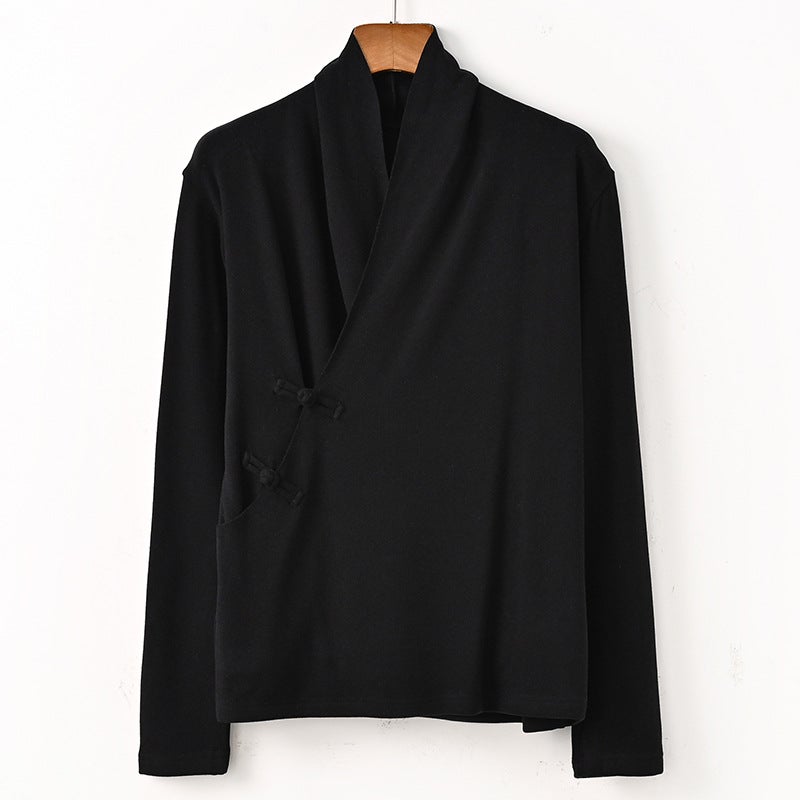 New Chinese Style Womens 2024 Autumn and Winter New Knitted Sweater Womens Chinese Style Slant Placket Button Retro Velvet Top Qiuxiang Rice - Image 2