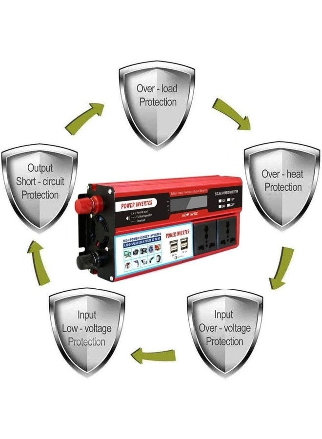 DLC 1500W Power Inverter 12V to 240V AC Car Converter with 3.1A 4 USB 4 AC Sockets Dual Car Adapter With LED Display DLC- IV212 - Image 3