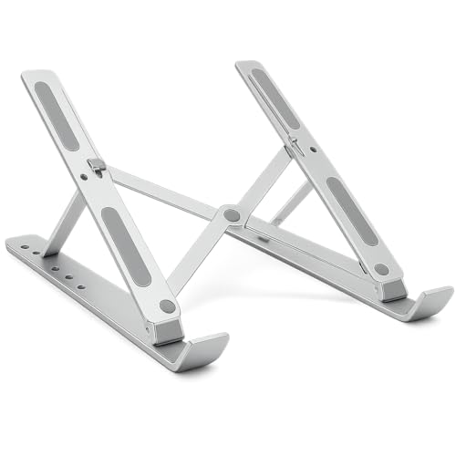 myl Aluminium Laptop Stand, 7 Angle Adjustable, Compatible with 9-15.6 inch Laptops, Foldable with Silicon Pads - Image 1